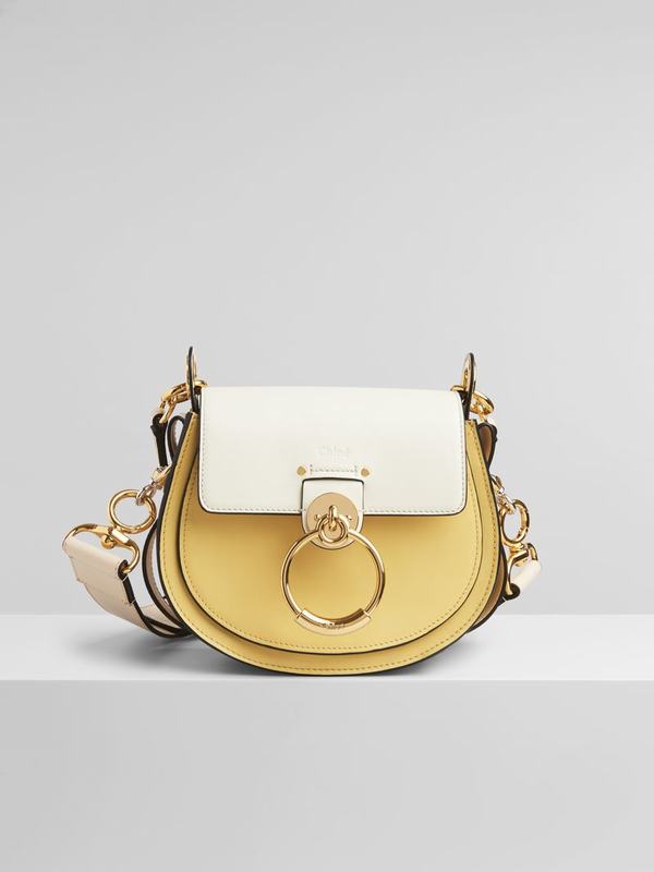 Chloé Bolsos Mujer Tess Amarillo Blancas Cowhide YUOM73890